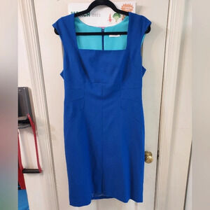 Calvin Klein Royal Blue Sleeveless Square Neck Shealth Dress in Size 12